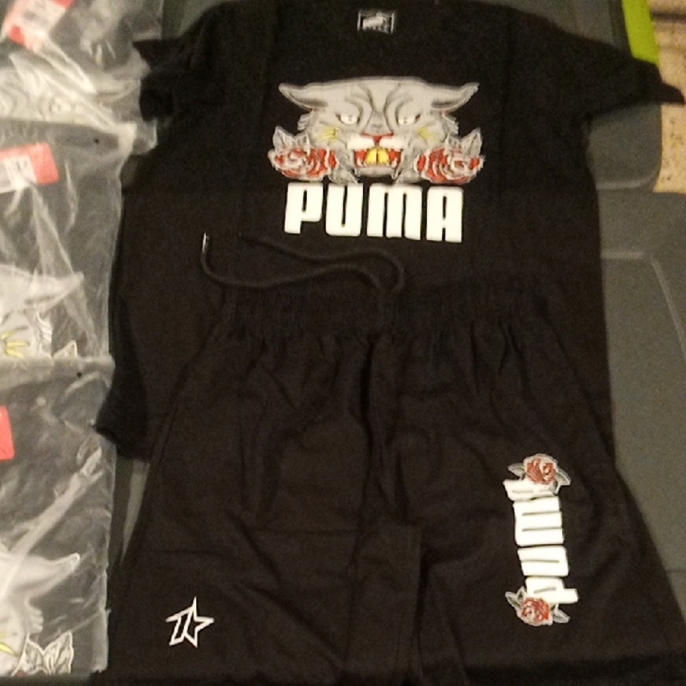 Puma Black T-Shirt and Shorts with Fierce Graphic
